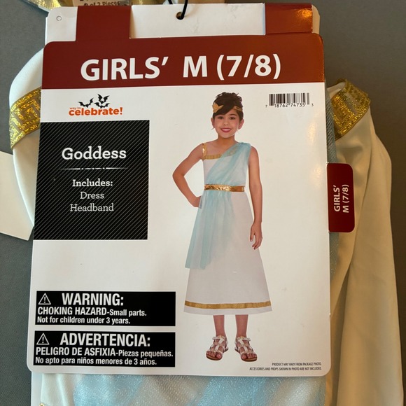 Way to Celebrate! Other - Way to Celebrate Girls Goddess Costume Dress Headband Set White Gold M 7/8